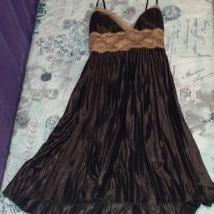 Oxoxo collection brown/gold spaghetti strap dress